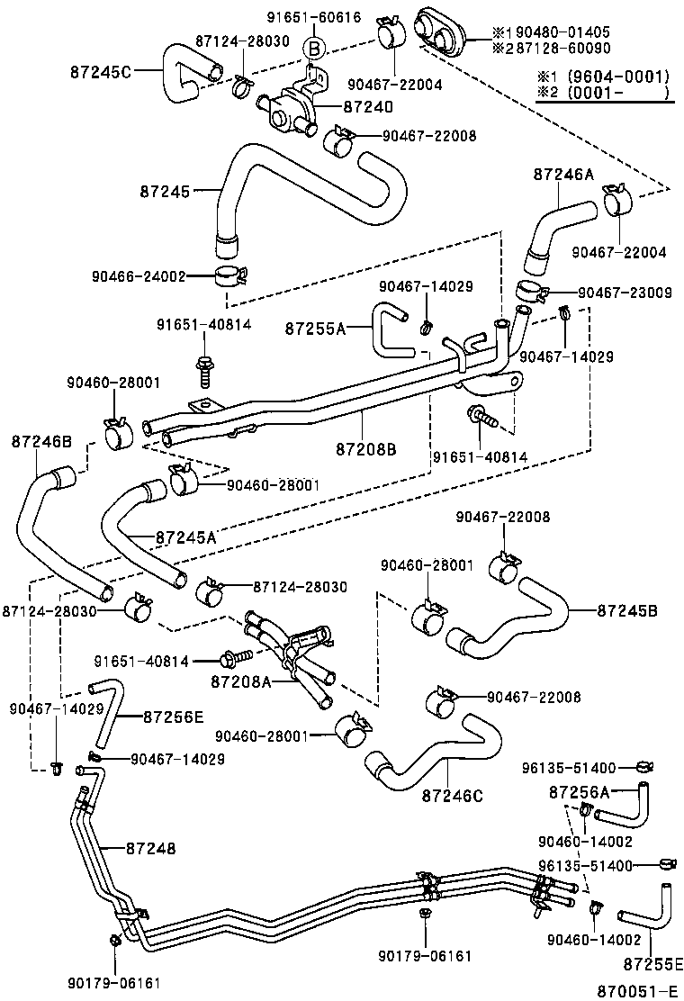 99555-10300 HOSE, REAR HEATER WATER OUTLET, E (TO ENGINE) product image