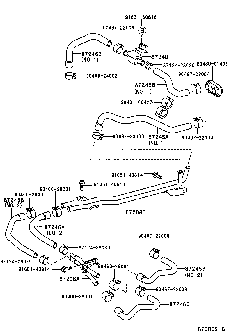 99555-10300 HOSE, REAR HEATER WATER OUTLET, E (TO ENGINE) product image