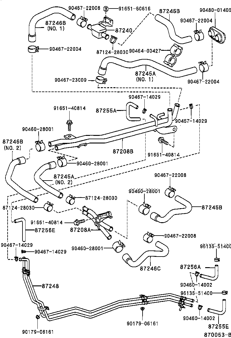 99555-10300 HOSE, REAR HEATER WATER OUTLET, E (TO ENGINE) product image