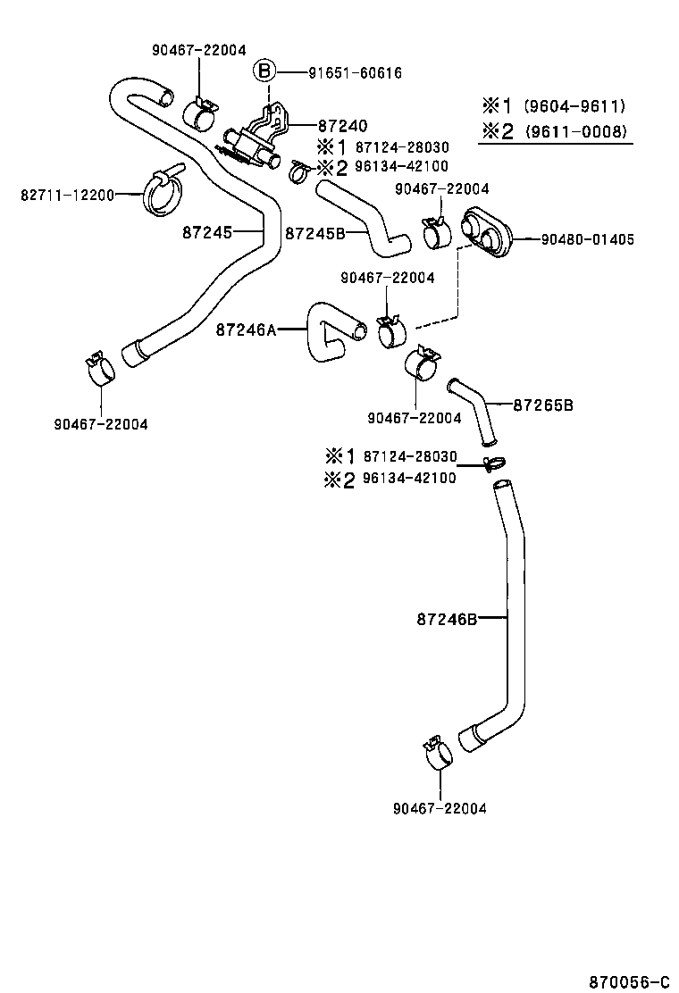 99555-10300 HOSE, REAR HEATER WATER OUTLET, E (TO ENGINE) product image