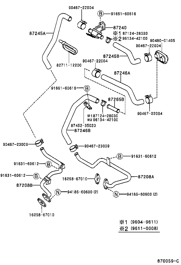 99555-10300 HOSE, REAR HEATER WATER OUTLET, E (TO ENGINE) product image