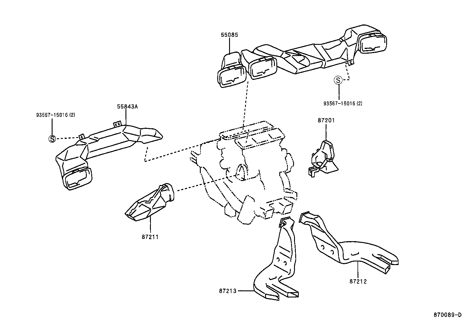 Toyota 55843-AA010 DUCT, HEATER TO REGISTER, NO.1