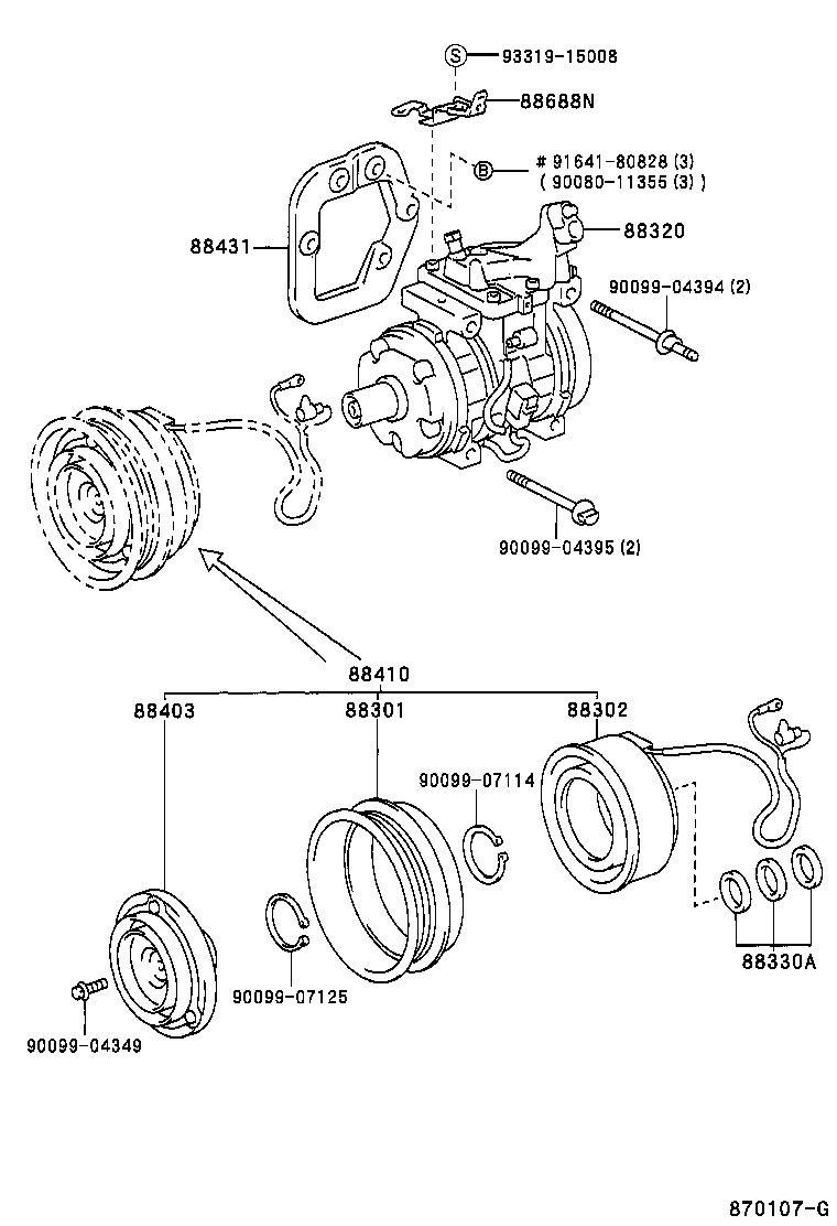 Toyota 88320-33140 COMPRESSOR ASSY, COOLER