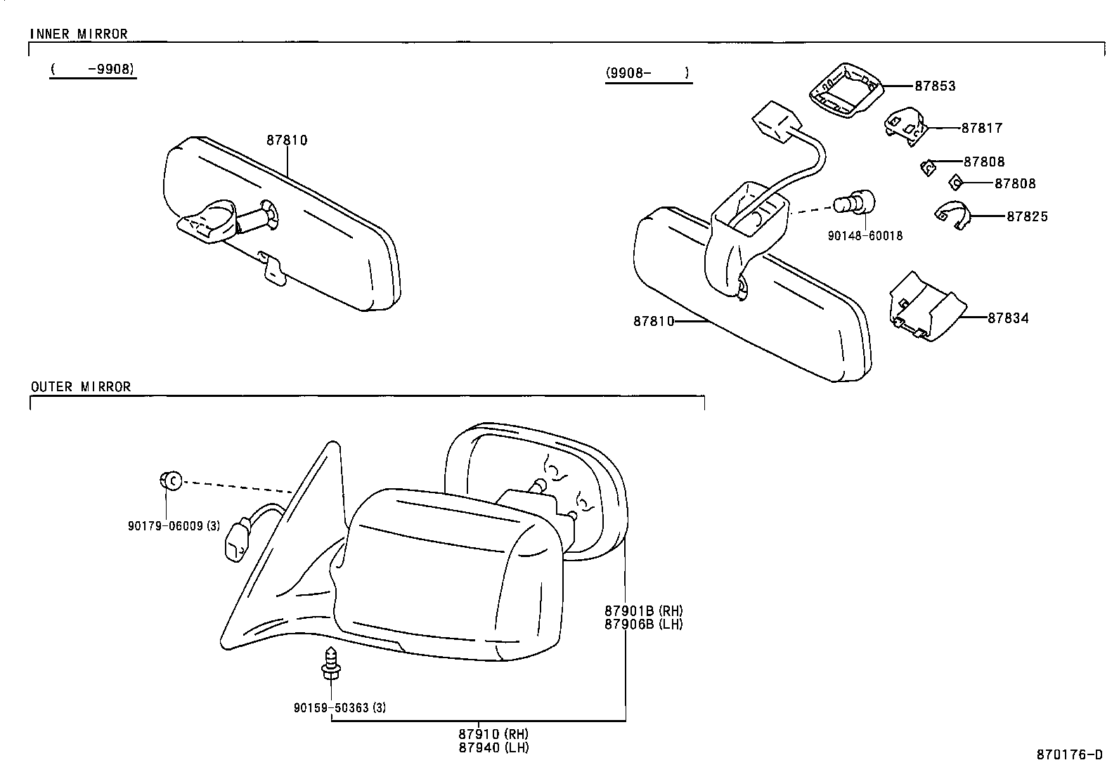 87931-33410 MIRROR SUB-ASSY, OUTER REAR VIEW, RH product image