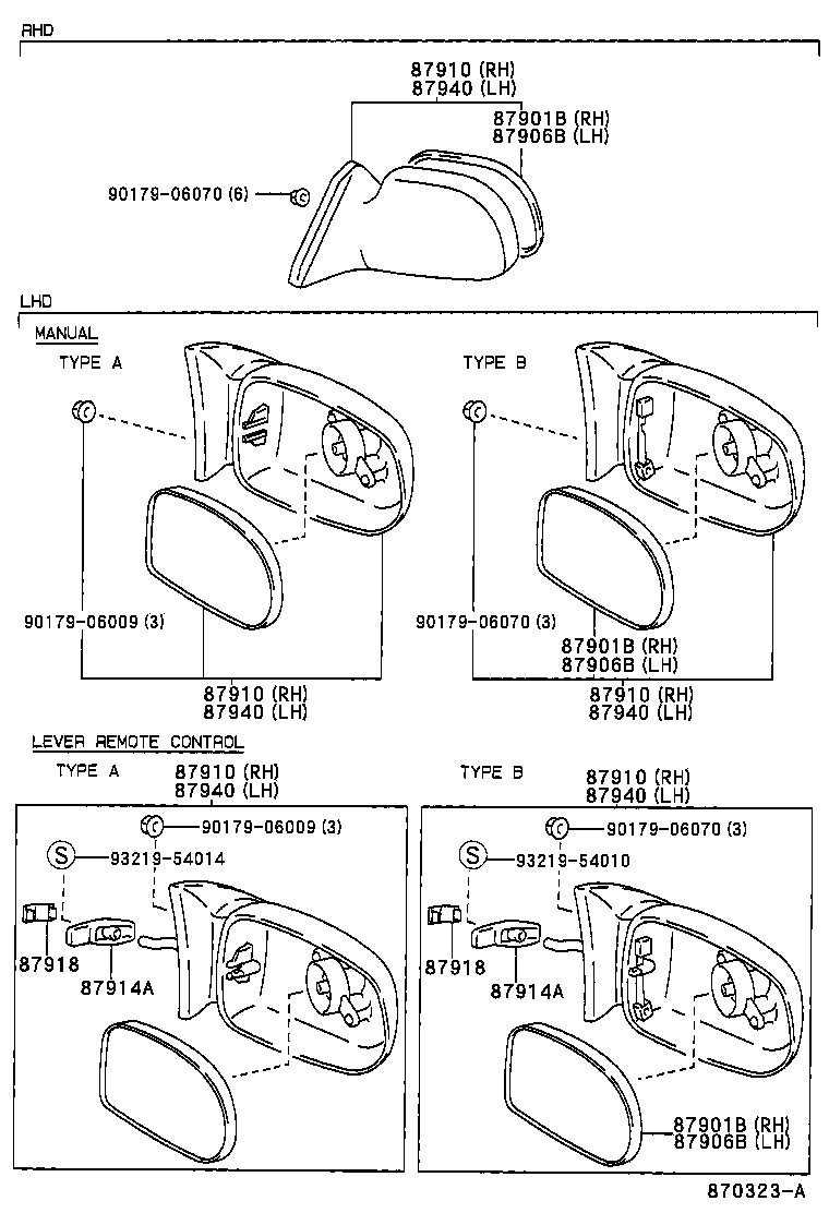 87931-1G080 MIRROR SUB-ASSY, OUTER REAR VIEW, RH product image