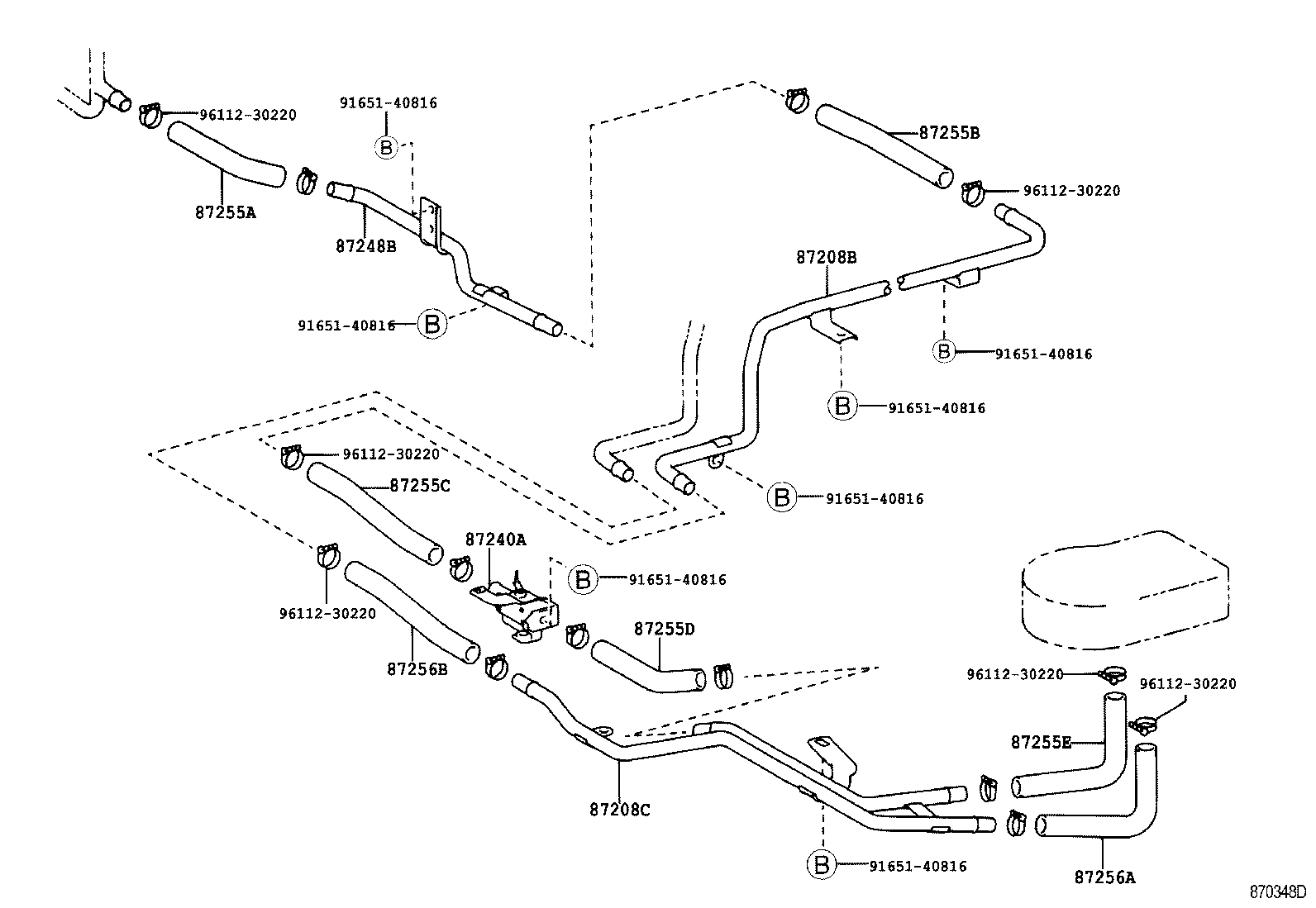 99556-20200 HOSE, REAR HEATER WATER INLET, C product image
