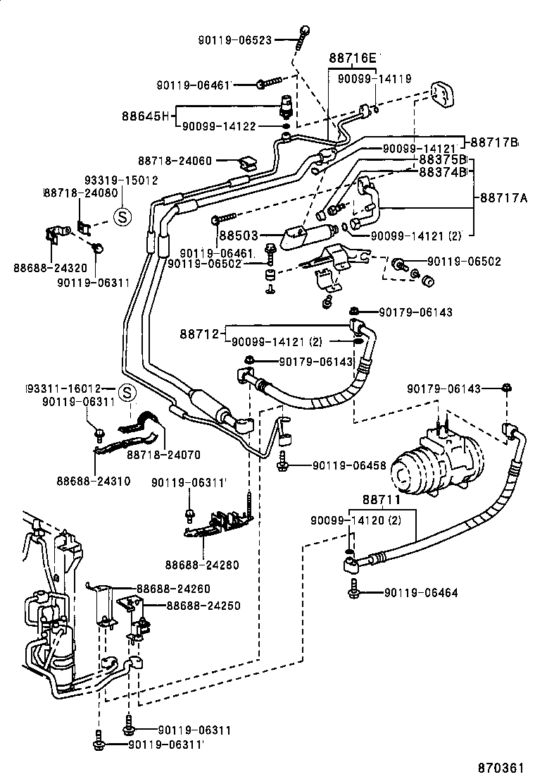 88717-24070 PIPE, COOLER REFRIGERANT SUCTION, A product image