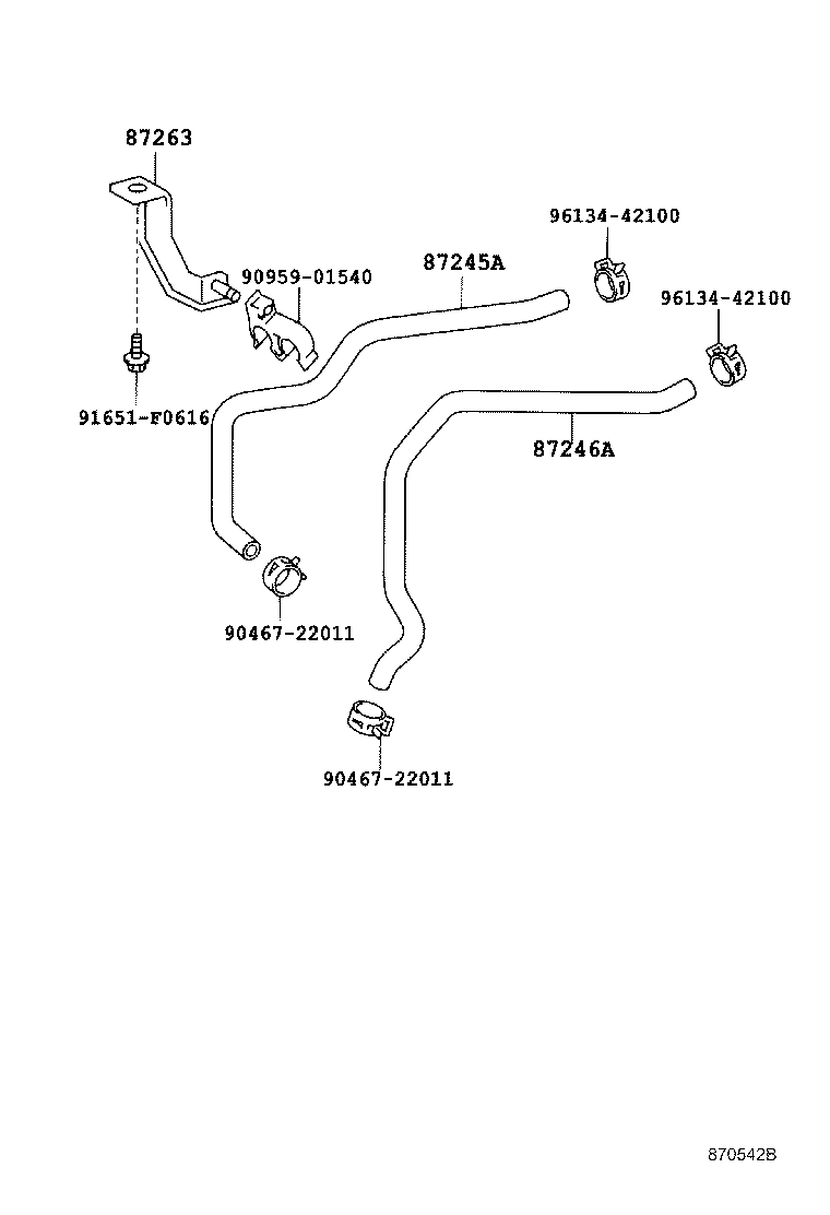 87245-28310 HOSE, HEATER WATER, OUTLET A product image