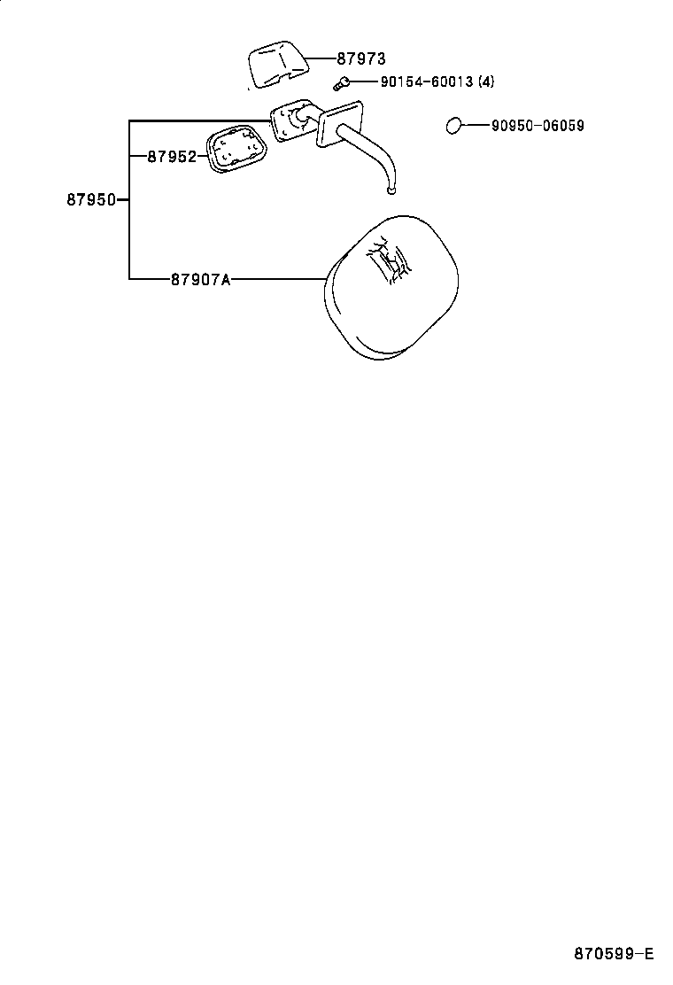 87961-60510 MIRROR, OUTER REAR VIEW, LH product image