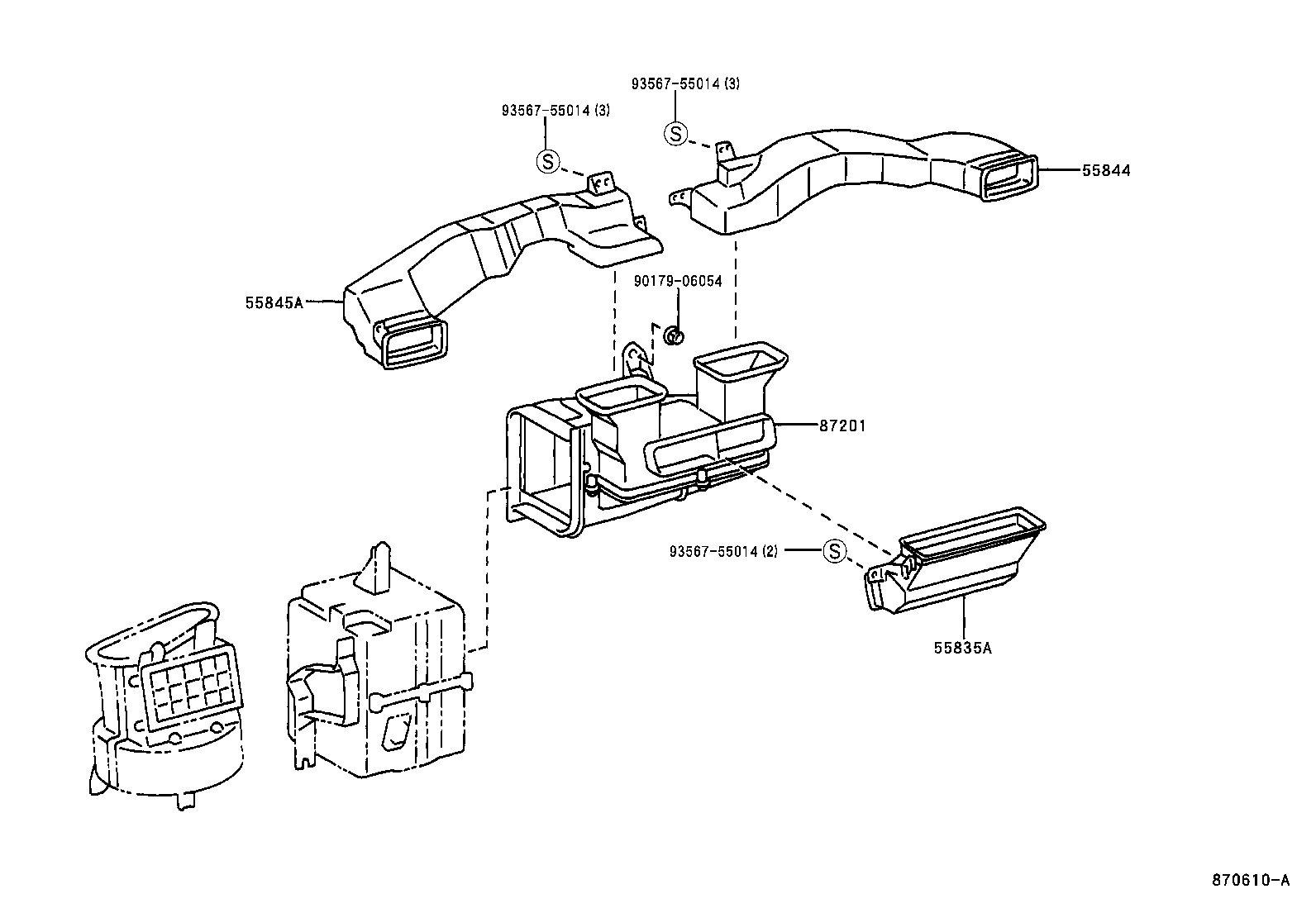 55835-0A010 DUCT, HEATER TO REGISTER, CENTER product image
