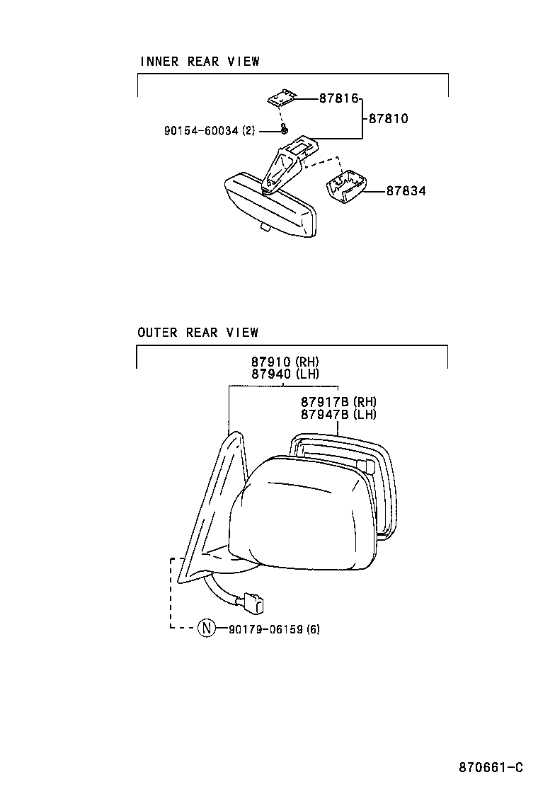 87961-60510 MIRROR, OUTER REAR VIEW, LH product image