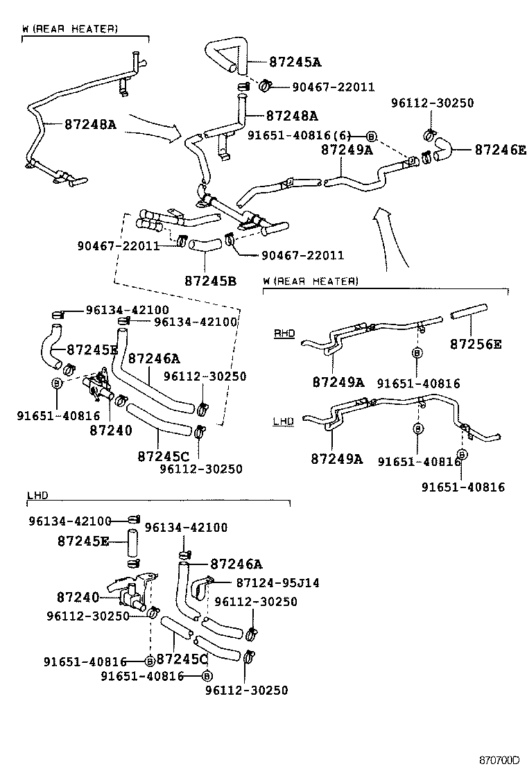 99556-20200 HOSE, REAR HEATER WATER INLET, C product image