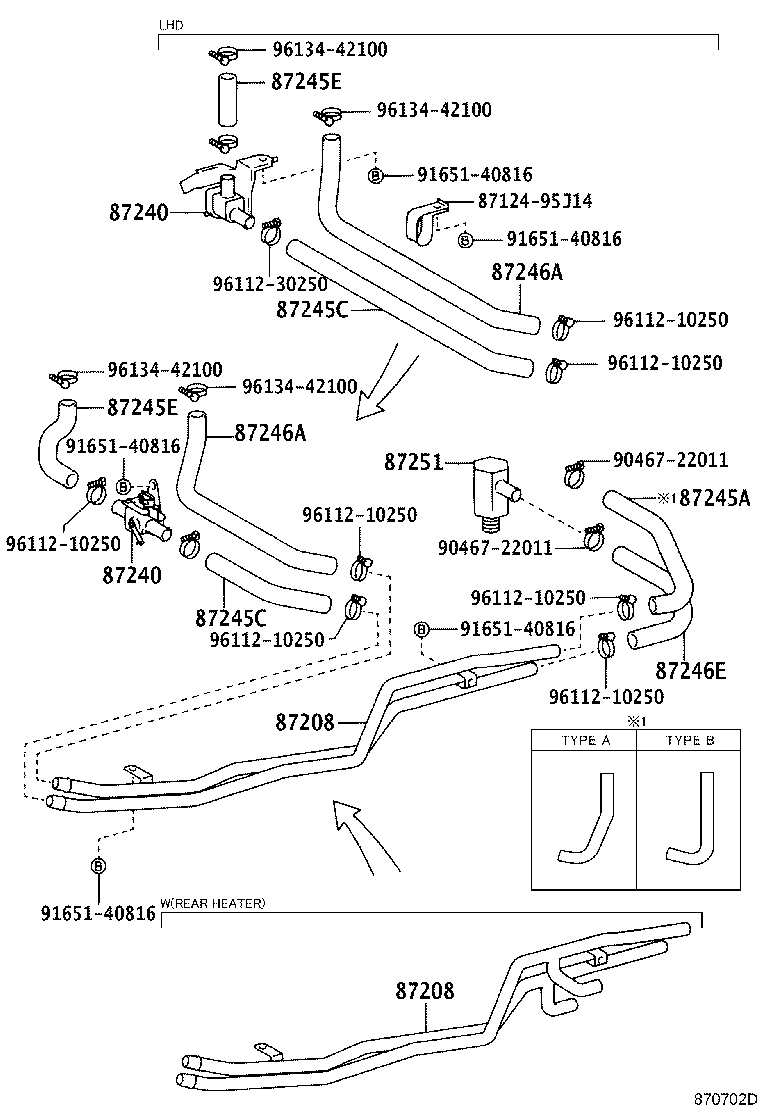 99556-20200 HOSE, REAR HEATER WATER INLET, C product image