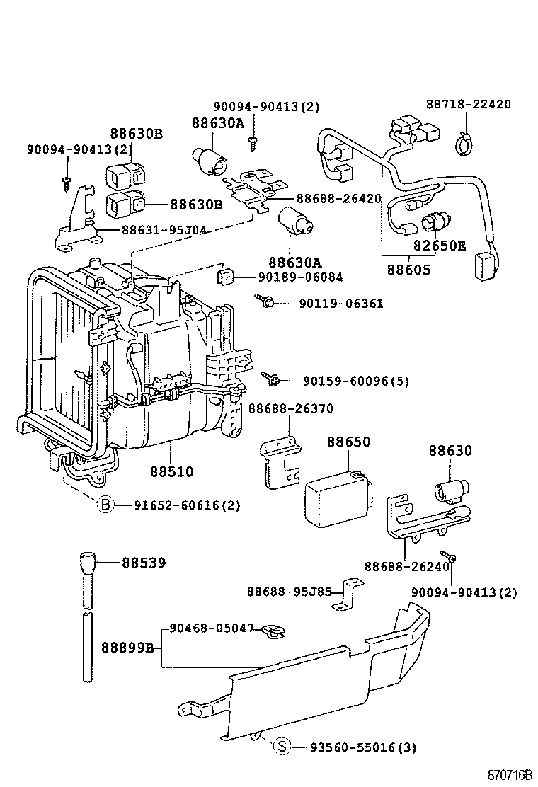 88501-26041 EVAPORATOR SUB-ASSY, COOLER, NO.1 product image
