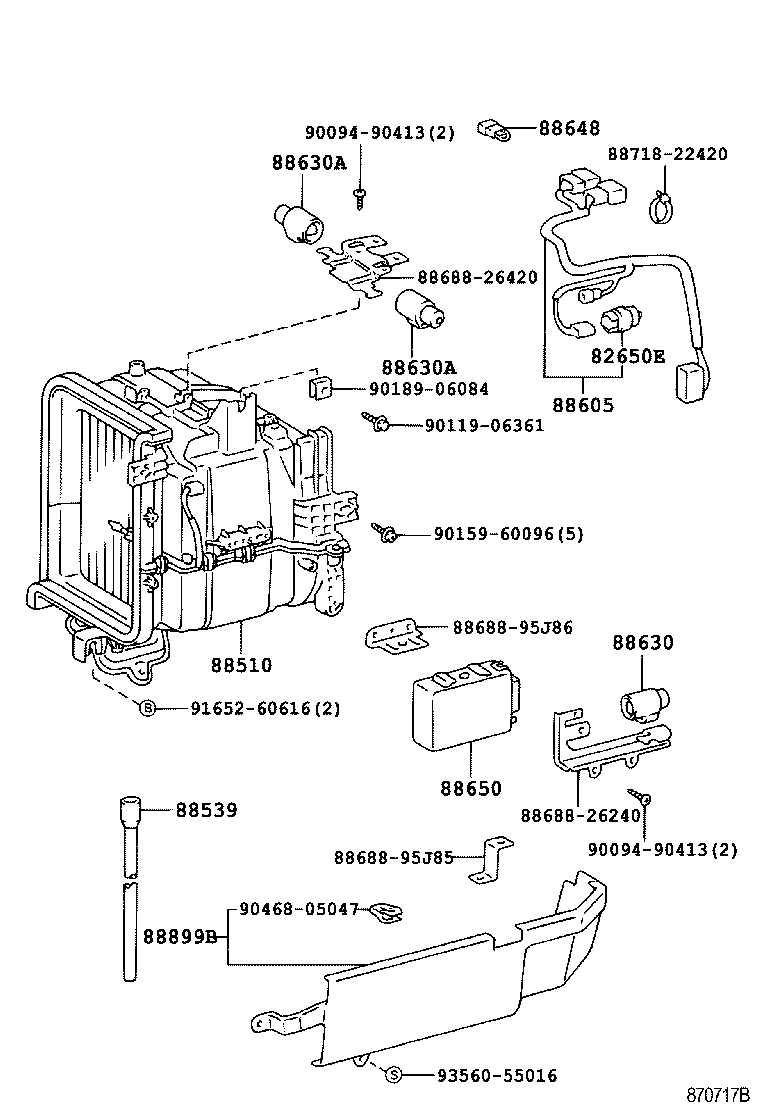 88501-26041 EVAPORATOR SUB-ASSY, COOLER, NO.1 product image