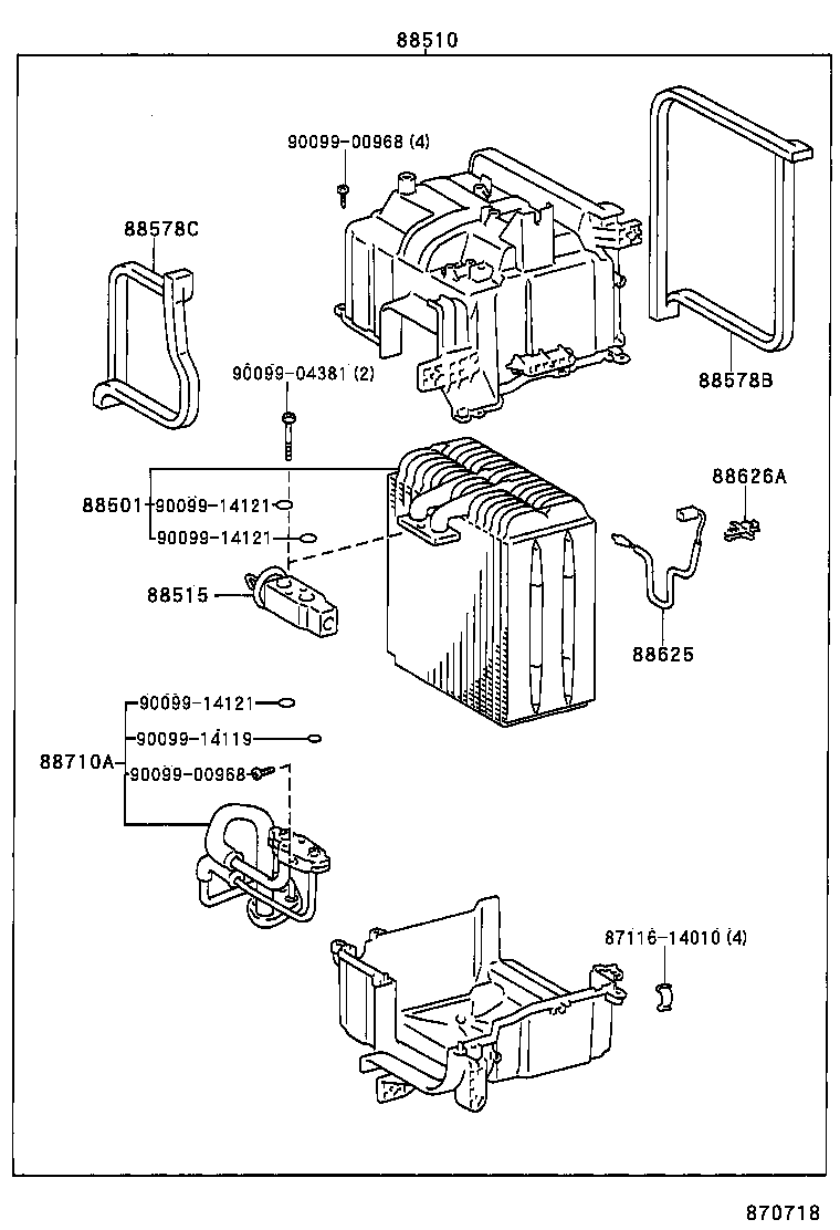 88501-26041 EVAPORATOR SUB-ASSY, COOLER, NO.1 product image