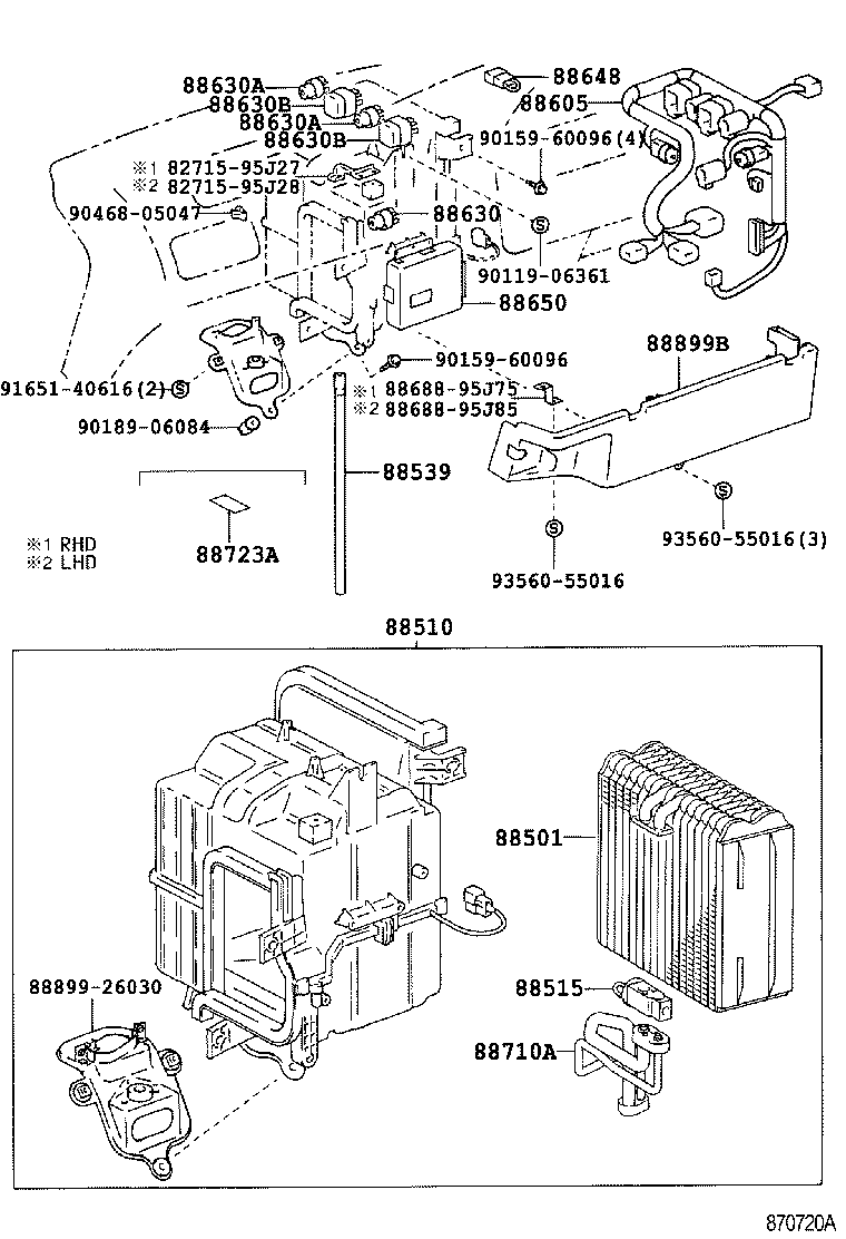 88501-26041 EVAPORATOR SUB-ASSY, COOLER, NO.1 product image