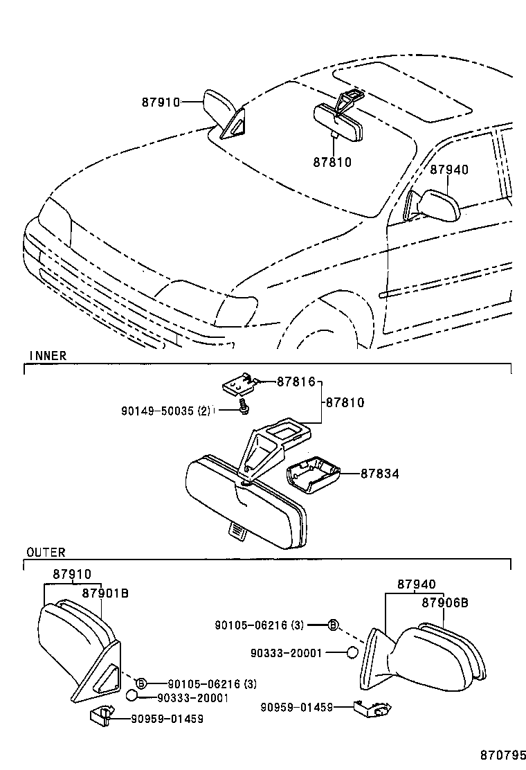 87931-1E080 MIRROR SUB-ASSY, OUTER REAR VIEW, RH product image