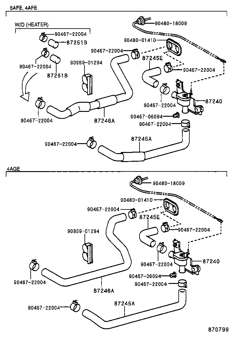 87245-1A332 HOSE, HEATER WATER, OUTLET A product image