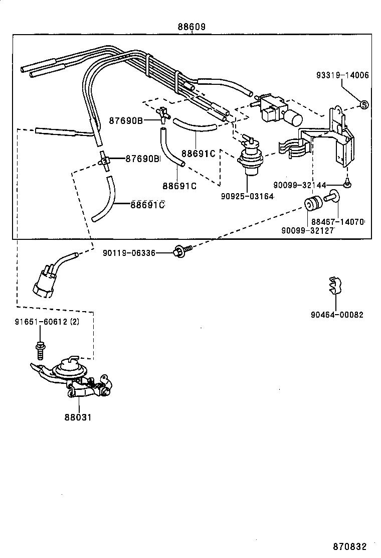 90445-08243 HOSE, VACUUM (FOR IDLE UP DEVICE), NO.1 product image