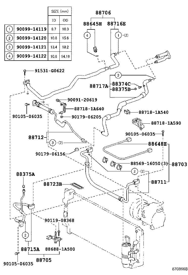 88717-12770 PIPE, COOLER REFRIGERANT SUCTION, A product image