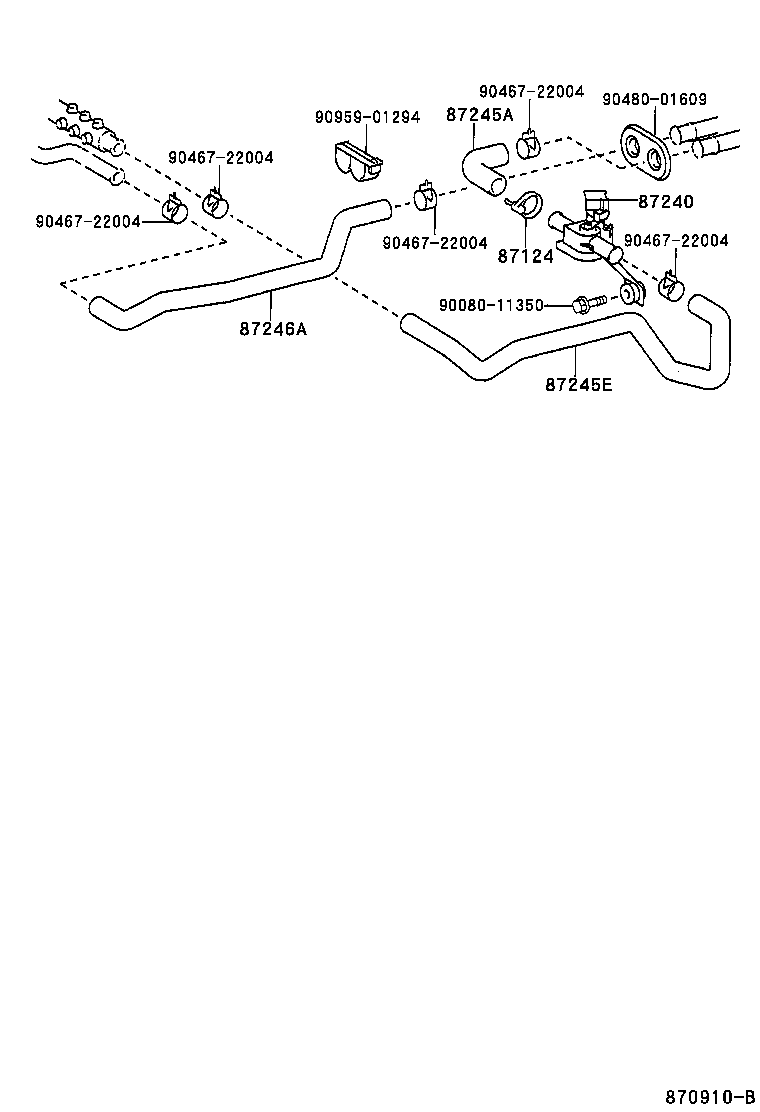87245-07020 HOSE, HEATER WATER, OUTLET A product image