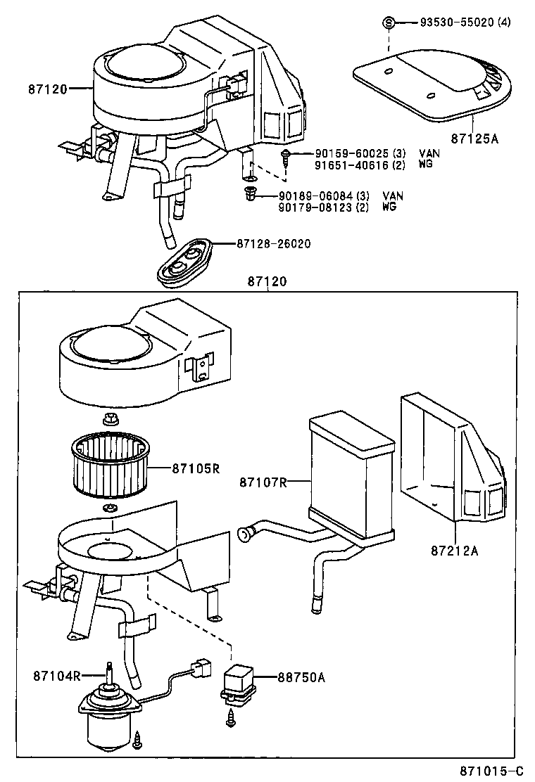 87130-26041 BLOWER ASSY, HEATER, FRONT product image
