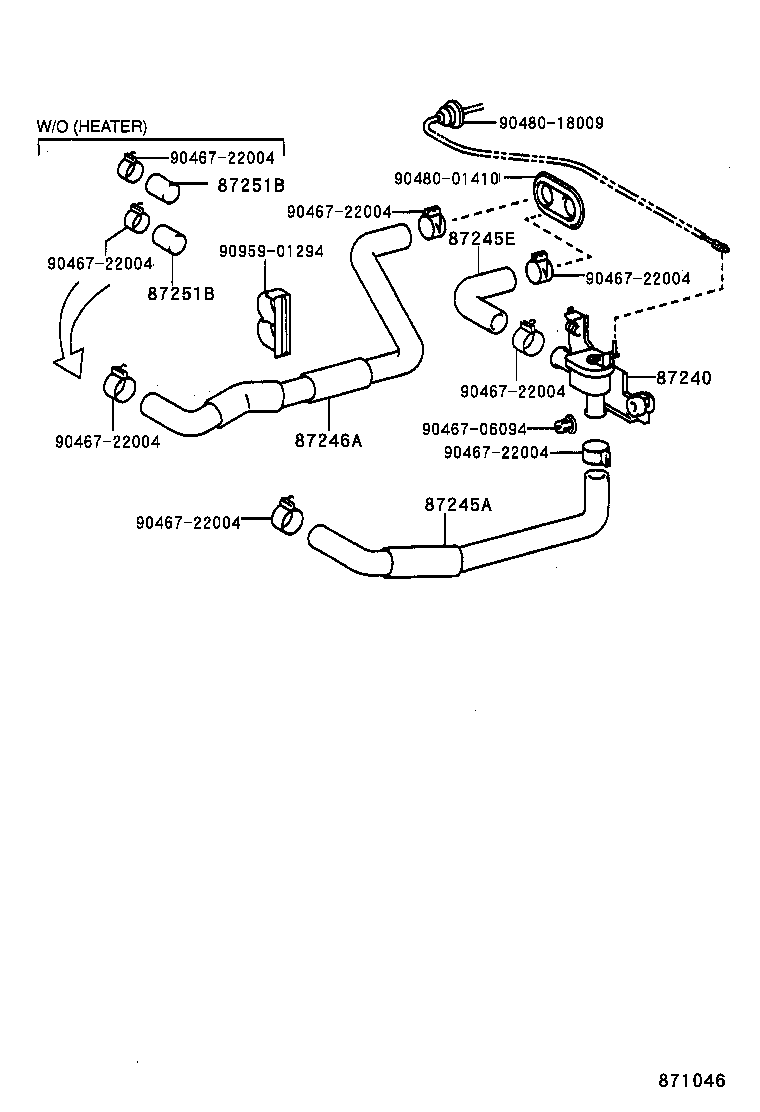 87245-1A612 HOSE, HEATER WATER, OUTLET A product image