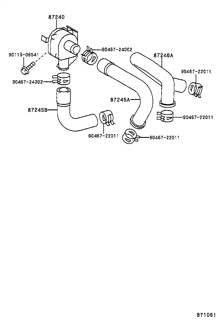 87245-40130 HOSE, HEATER WATER, OUTLET A product image