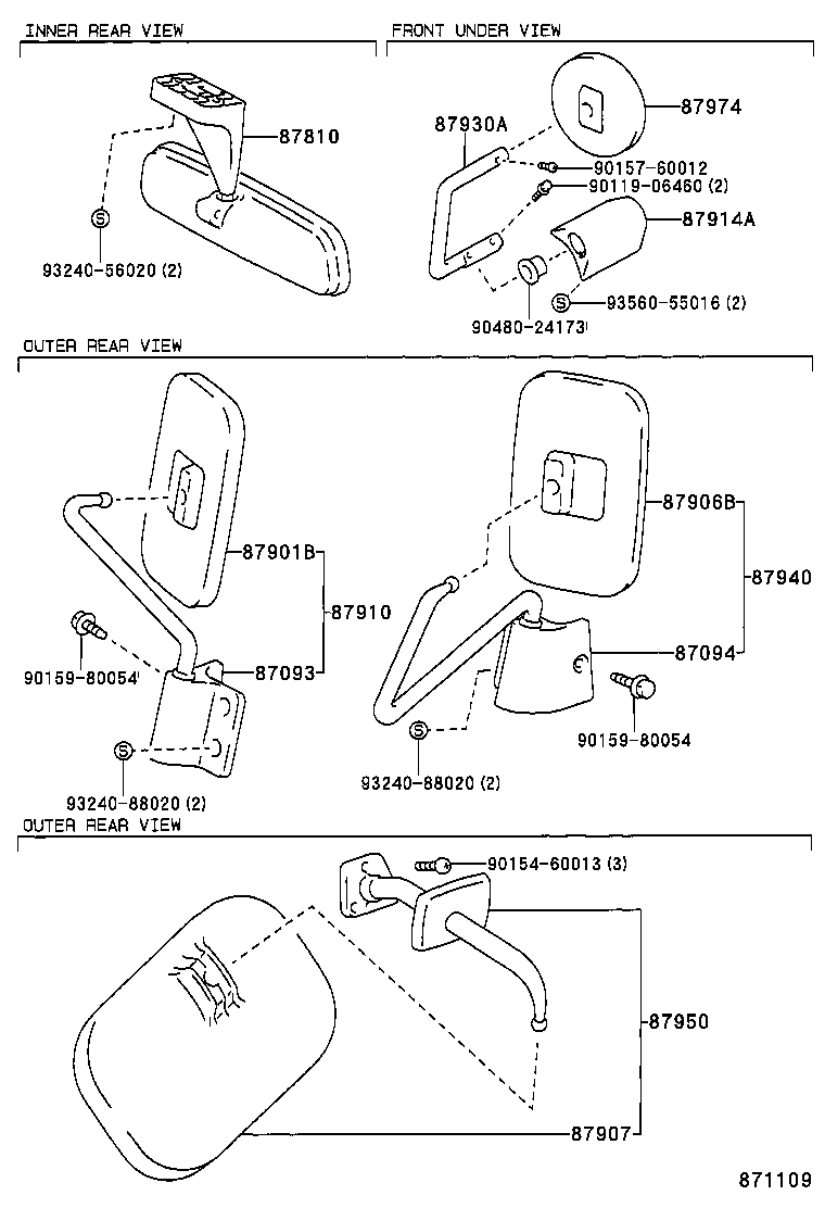 87810-65010 MIRROR ASSY, INNER REAR VIEW product image