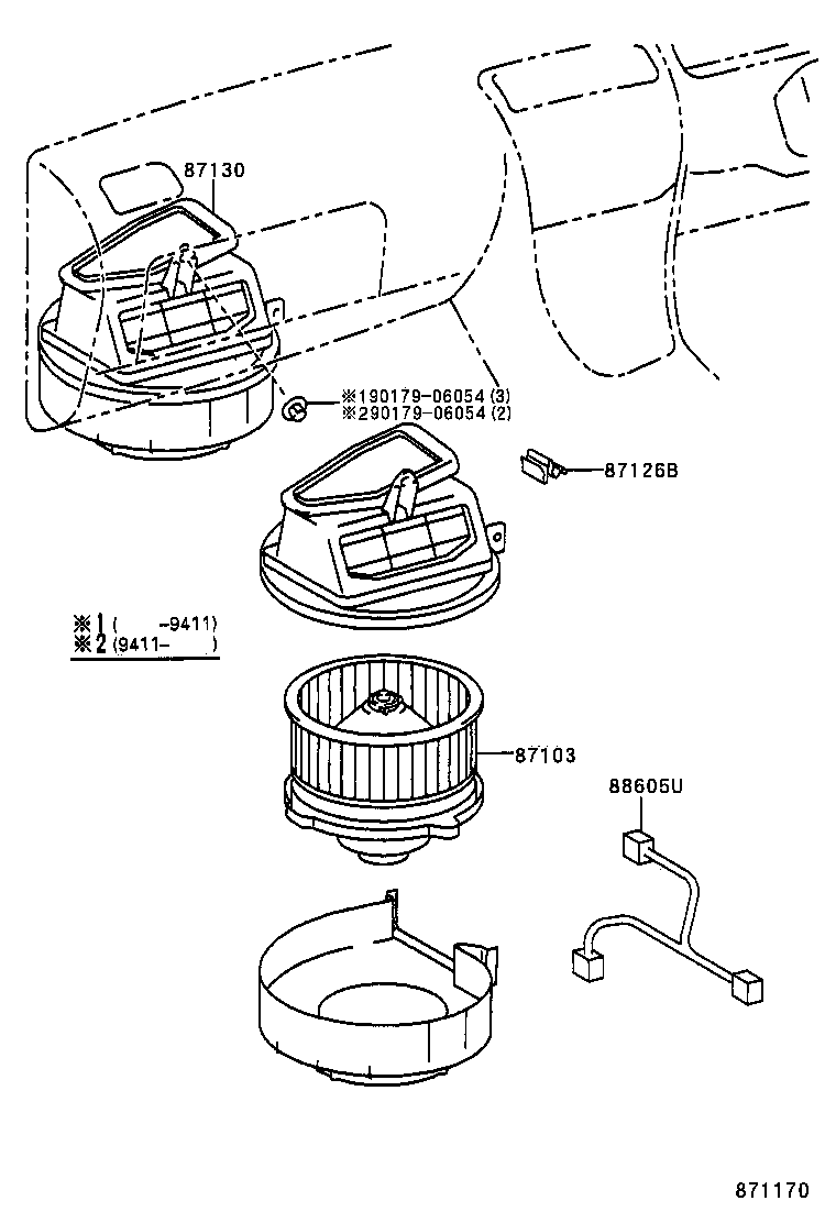 87103-12030 MOTOR SUB-ASSY, HEATER BLOWER, W/FAN product image