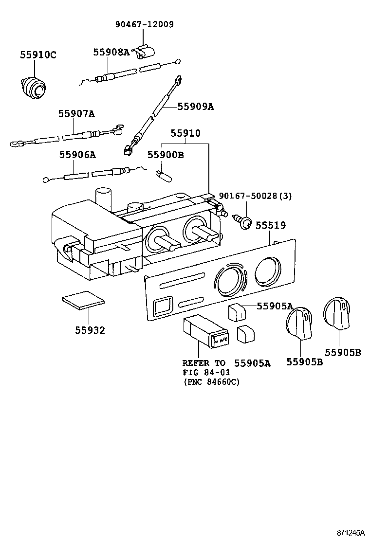 Toyota 55906-35030 CABLE SUB-ASSY, DEFROSTER DAMPER CONTROL