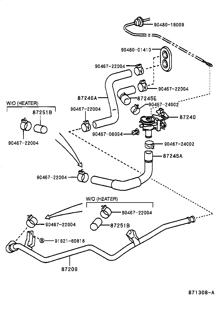 87245-1A612 HOSE, HEATER WATER, OUTLET A product image