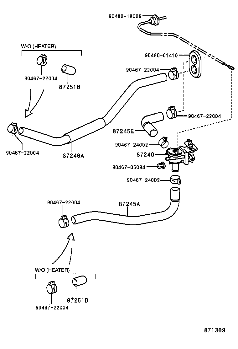 87245-1A612 HOSE, HEATER WATER, OUTLET A product image