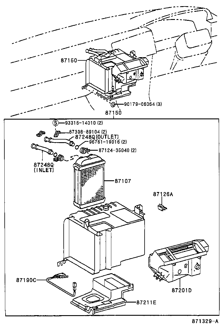 87107-02070 UNIT SUB-ASSY, HEATER RADIATOR product image