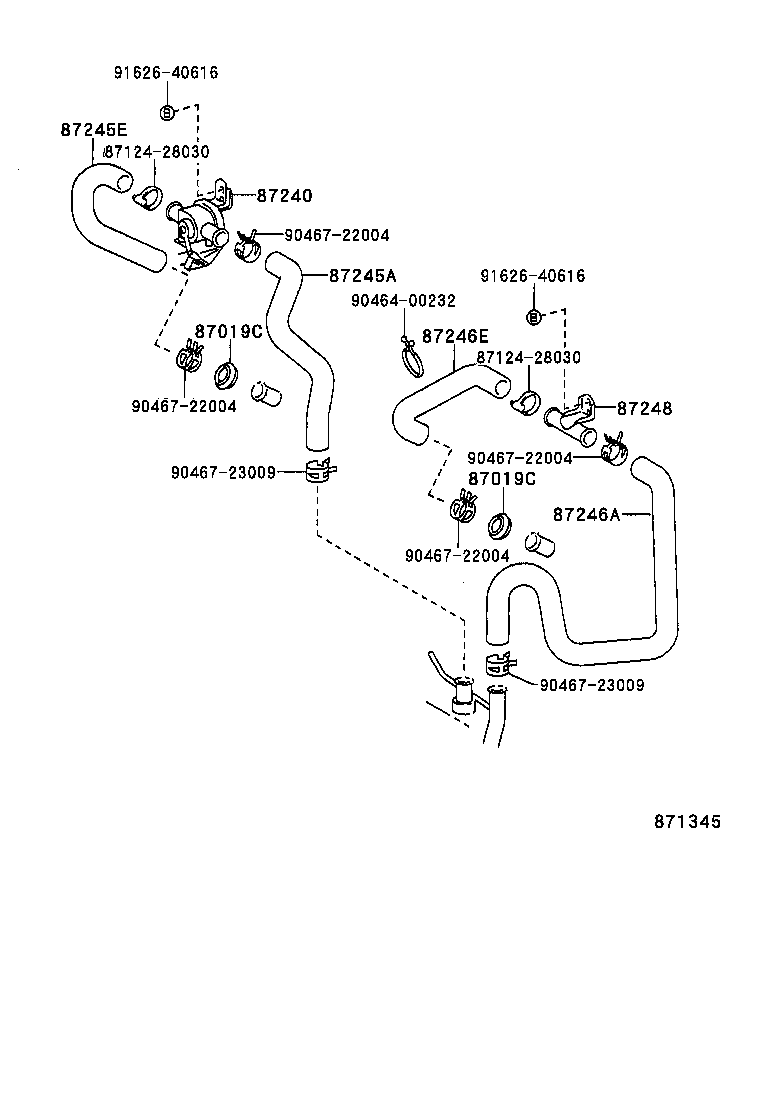 87245-34020 HOSE, HEATER WATER, OUTLET A product image