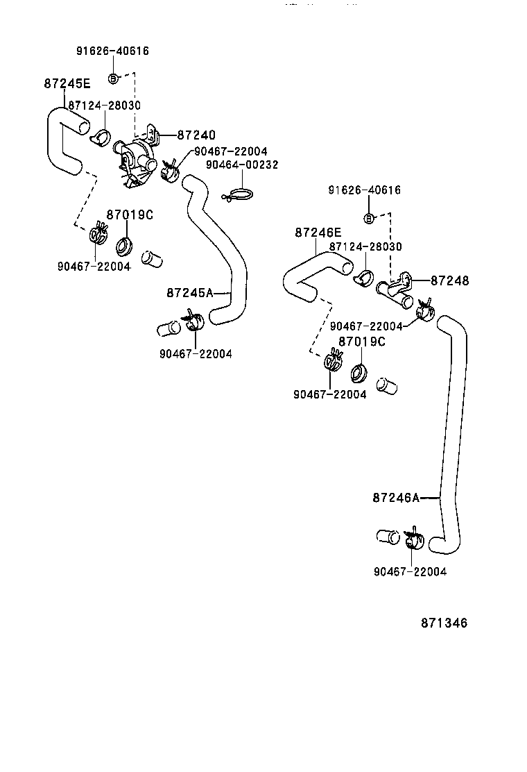 87245-34020 HOSE, HEATER WATER, OUTLET A product image