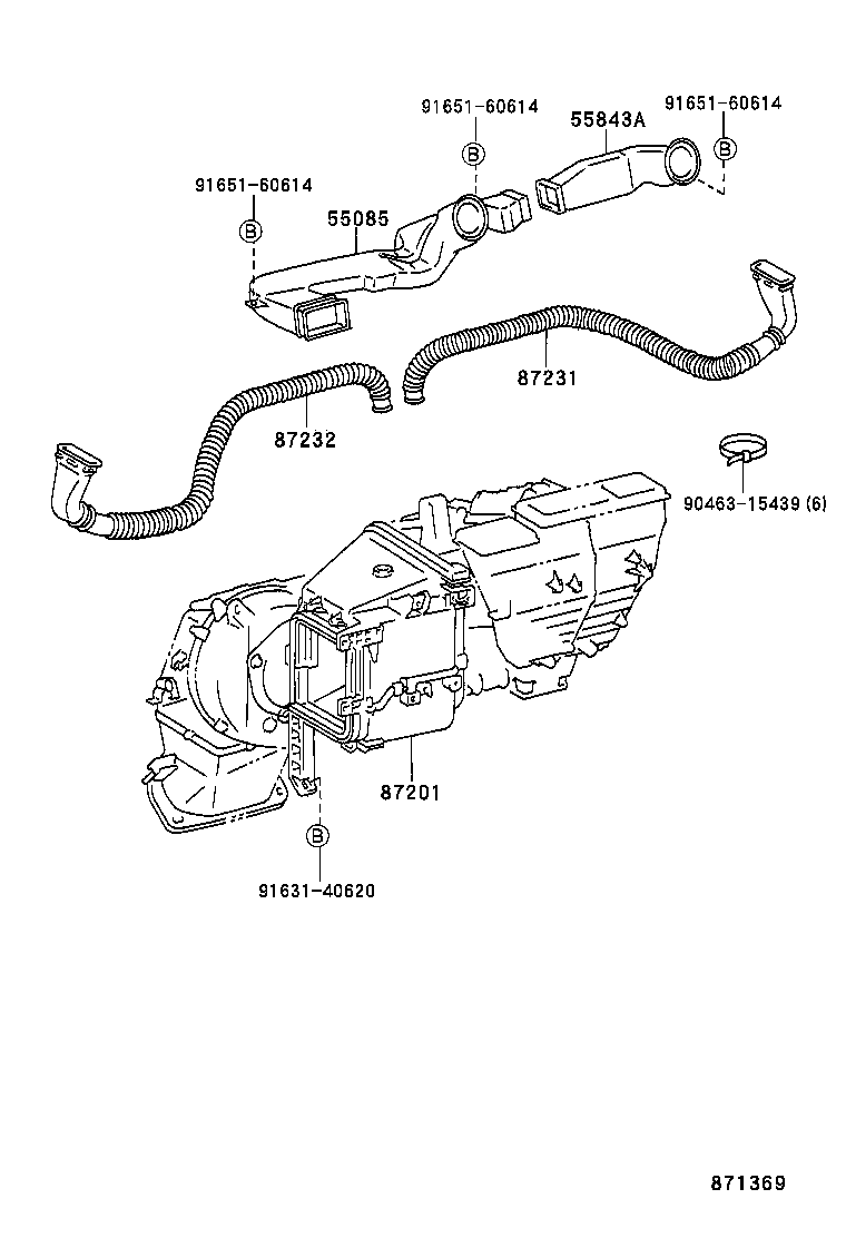 55085-25010 DUCT SUB-ASSY, HEATER TO REGISTER, NO.2 product image