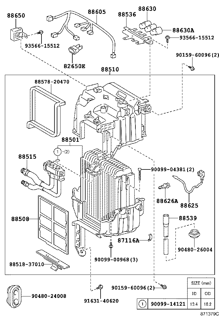 88630-25040 RELAY ASSY, COOLER product image