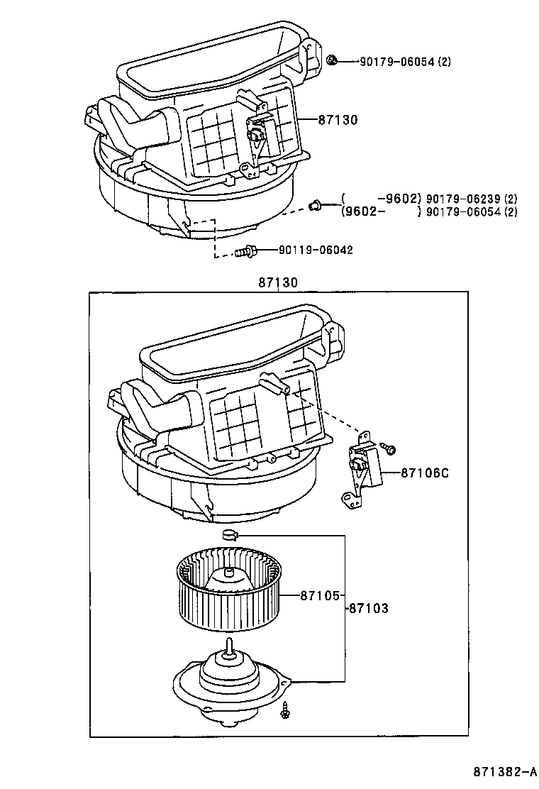 87130-32150 BLOWER ASSY, HEATER, FRONT product image