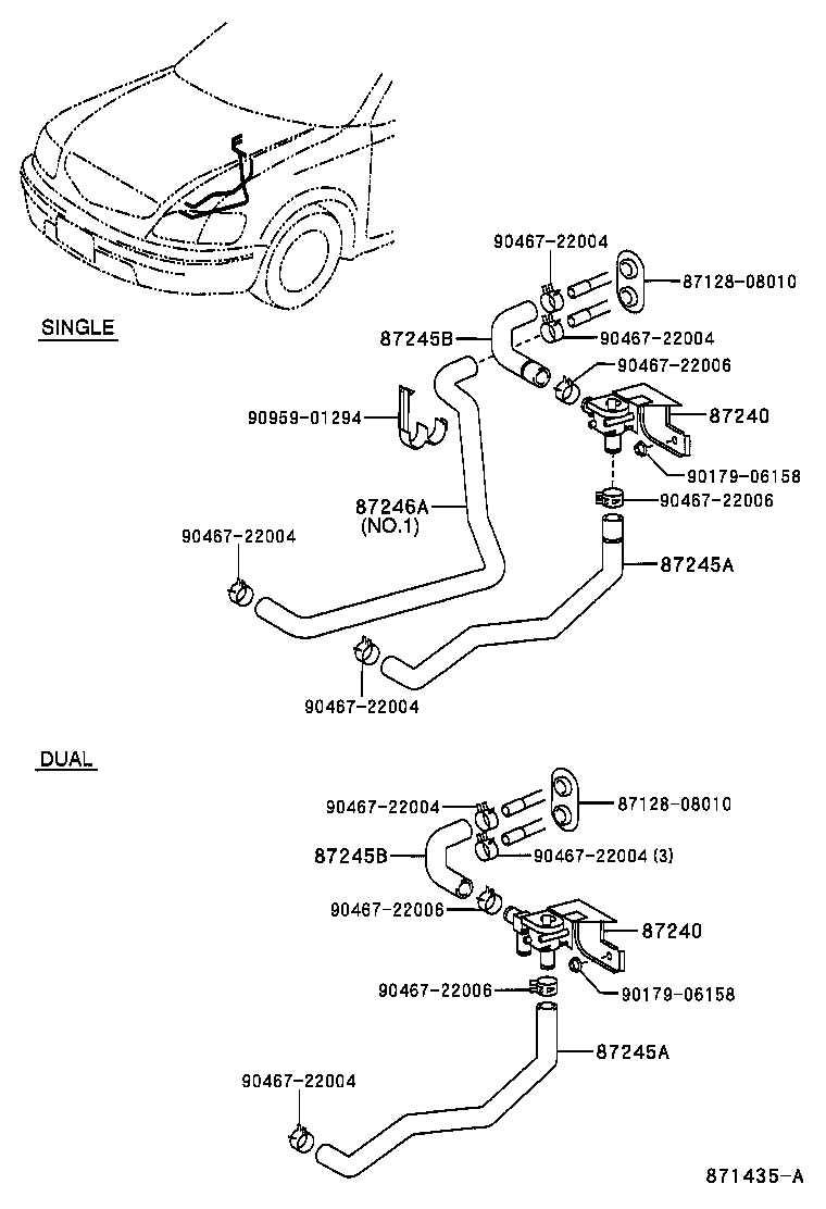 Toyota 87246-08020 HOSE, HEATER WATER, INLET A