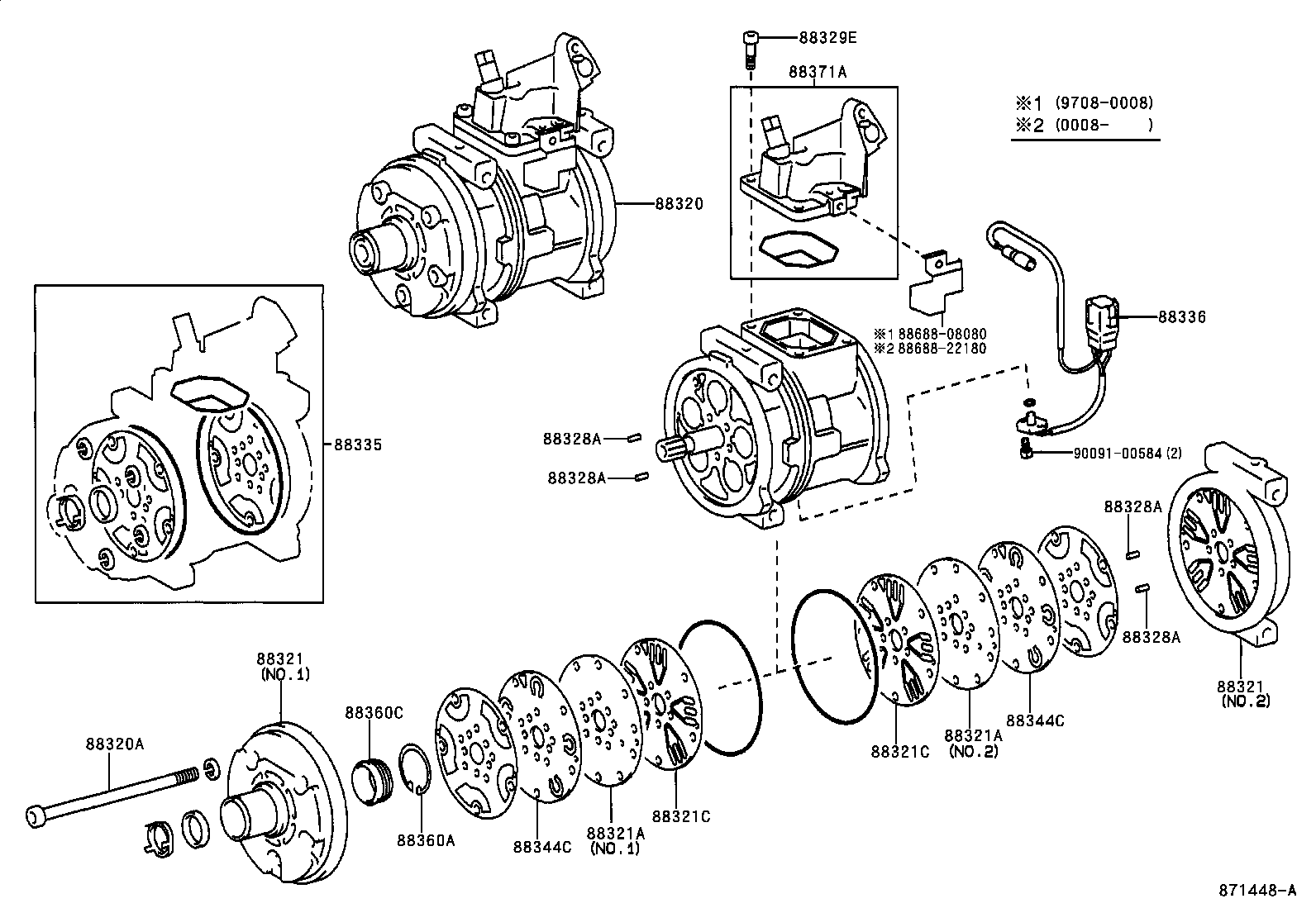 Toyota 88320-08010 COMPRESSOR ASSY, COOLER