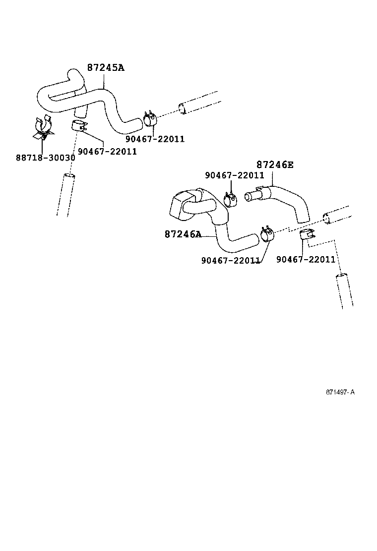 87209-30540 HOSE, HEATER WATER, OUTLET E product image