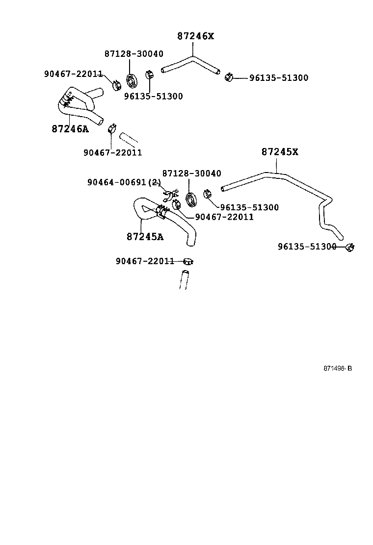 87209-30540 HOSE, HEATER WATER, OUTLET E product image