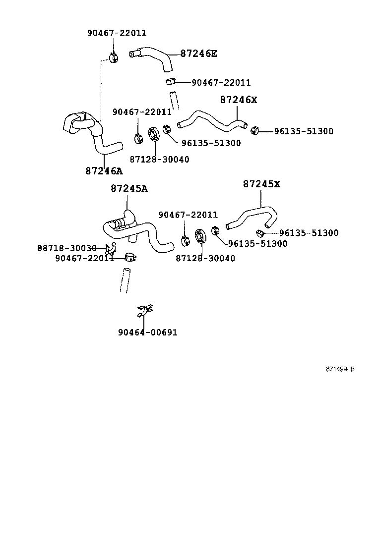 87209-30540 HOSE, HEATER WATER, OUTLET E product image
