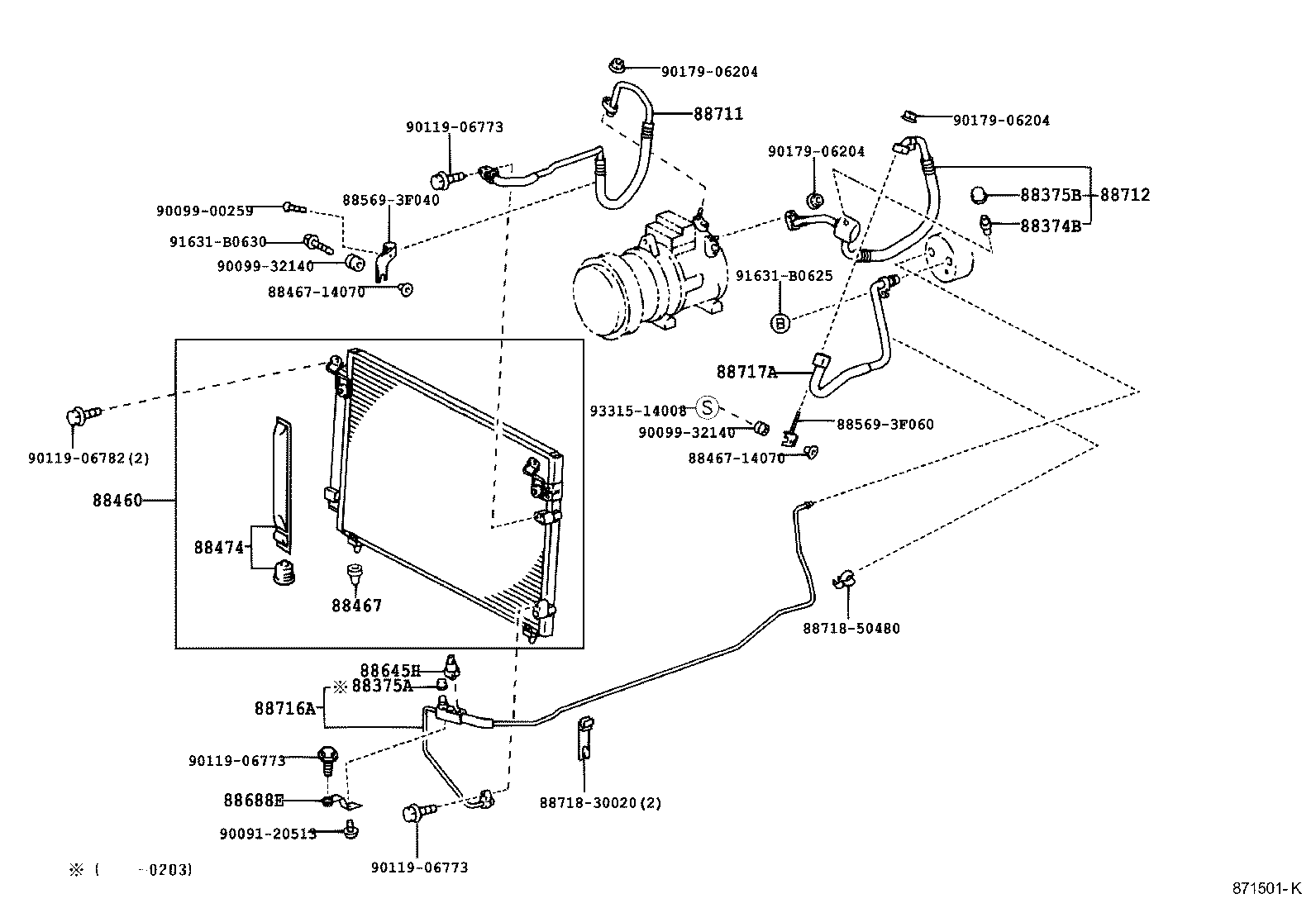 Toyota 88460-30790 CONDENSER ASSY, COOLER