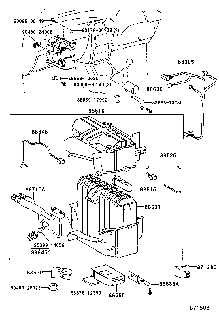 88501-10100 EVAPORATOR SUB-ASSY, COOLER, NO.1 product image