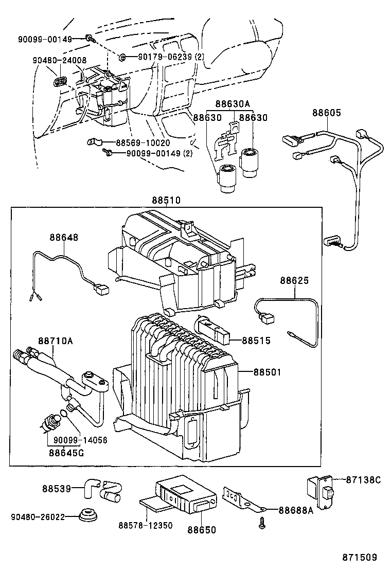 88501-10100 EVAPORATOR SUB-ASSY, COOLER, NO.1 product image