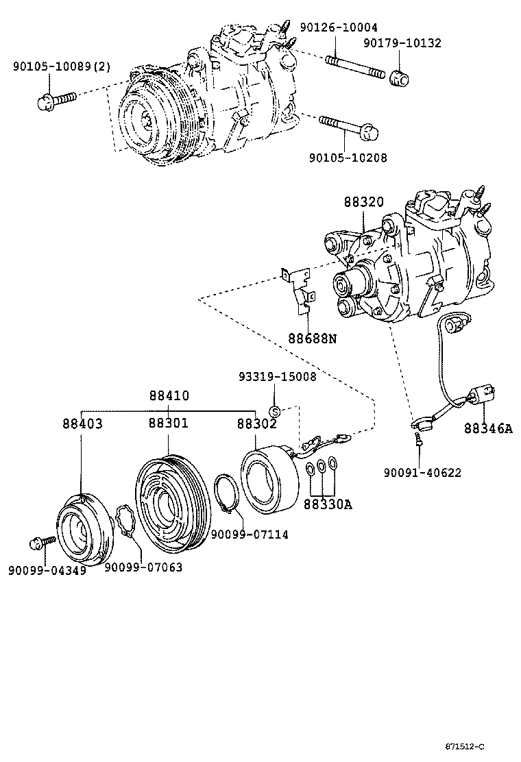 Toyota 88320-3A180 COMPRESSOR ASSY, COOLER