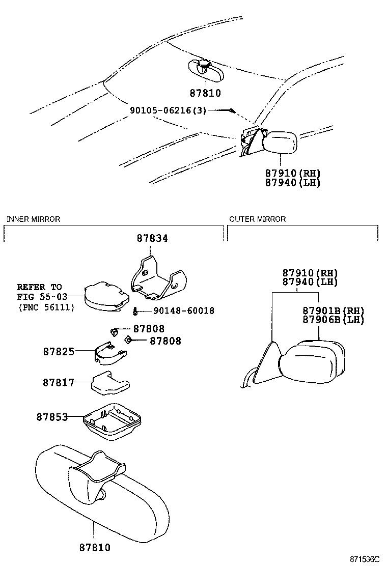 87961-3A070 MIRROR SUB-ASSY, OUTER REAR VIEW, LH product image